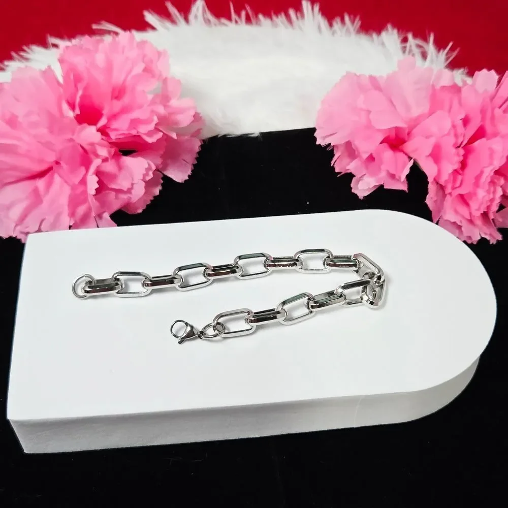 Chunky Stainless Steel Paperclip Chain Bracelet | 9mm Unisex Link Youth Bracelet